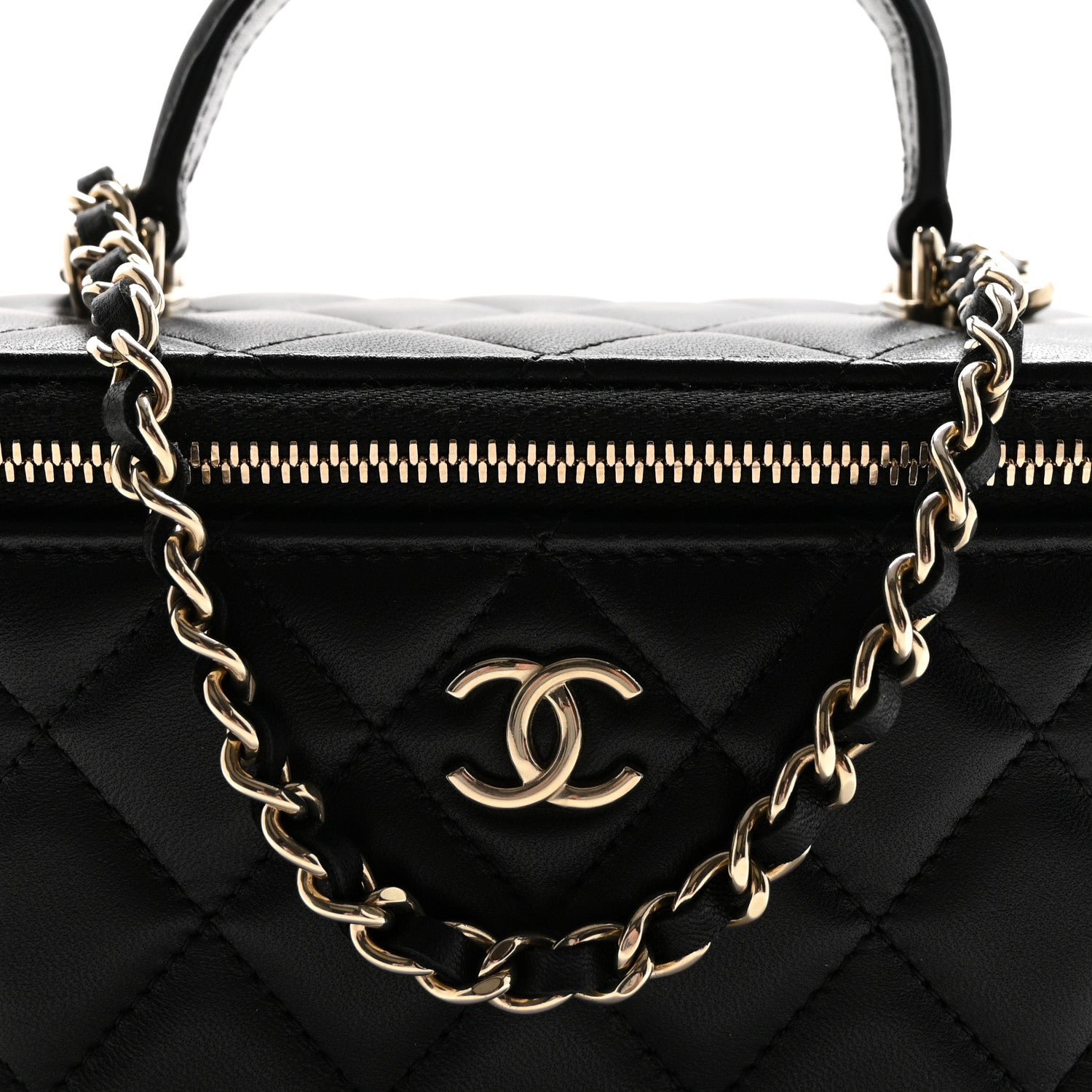 Chanel Lambskin Quilted Small Top Handle Vanity Case With Chain Black 8 of 10