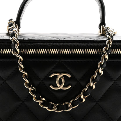 Chanel Lambskin Quilted Small Top Handle Vanity Case With Chain Black 8 of 10