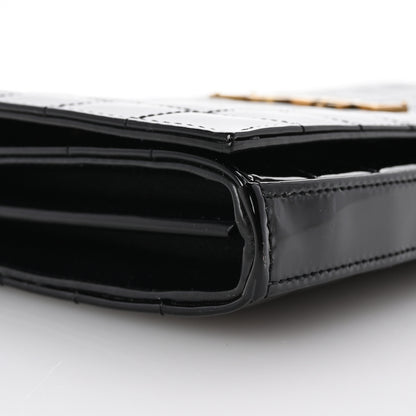 Saint Laurent Patent Carre Quilted Cassandre Chain Wallet Black 8 of 9