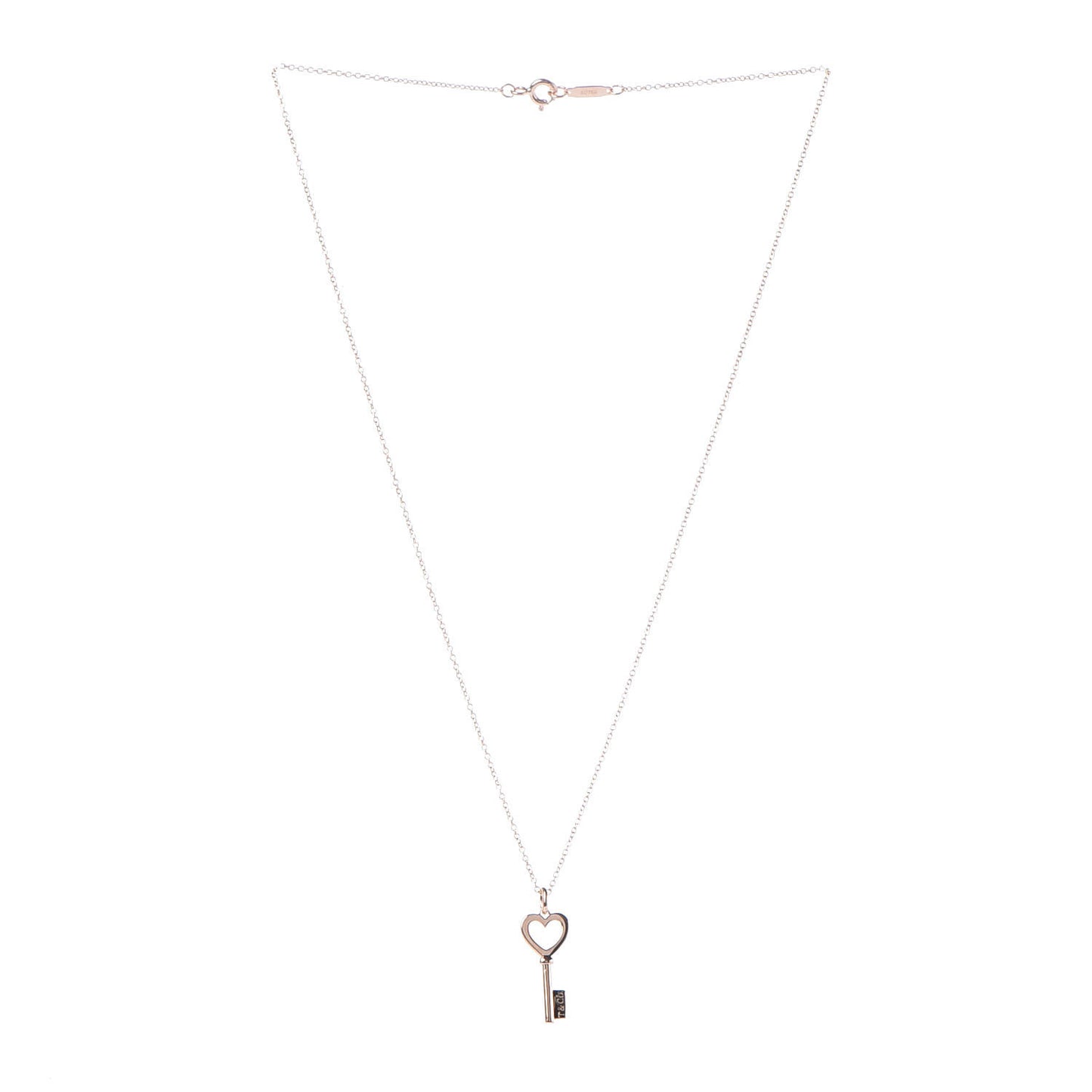 18K Rose Gold Mini Heart Key Pendant