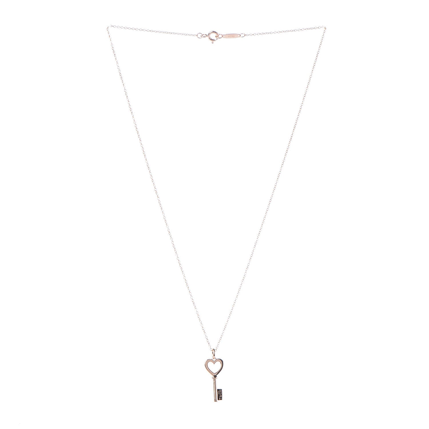 Tiffany 18K Rose Gold Mini Heart Key Pendant 3 of 5