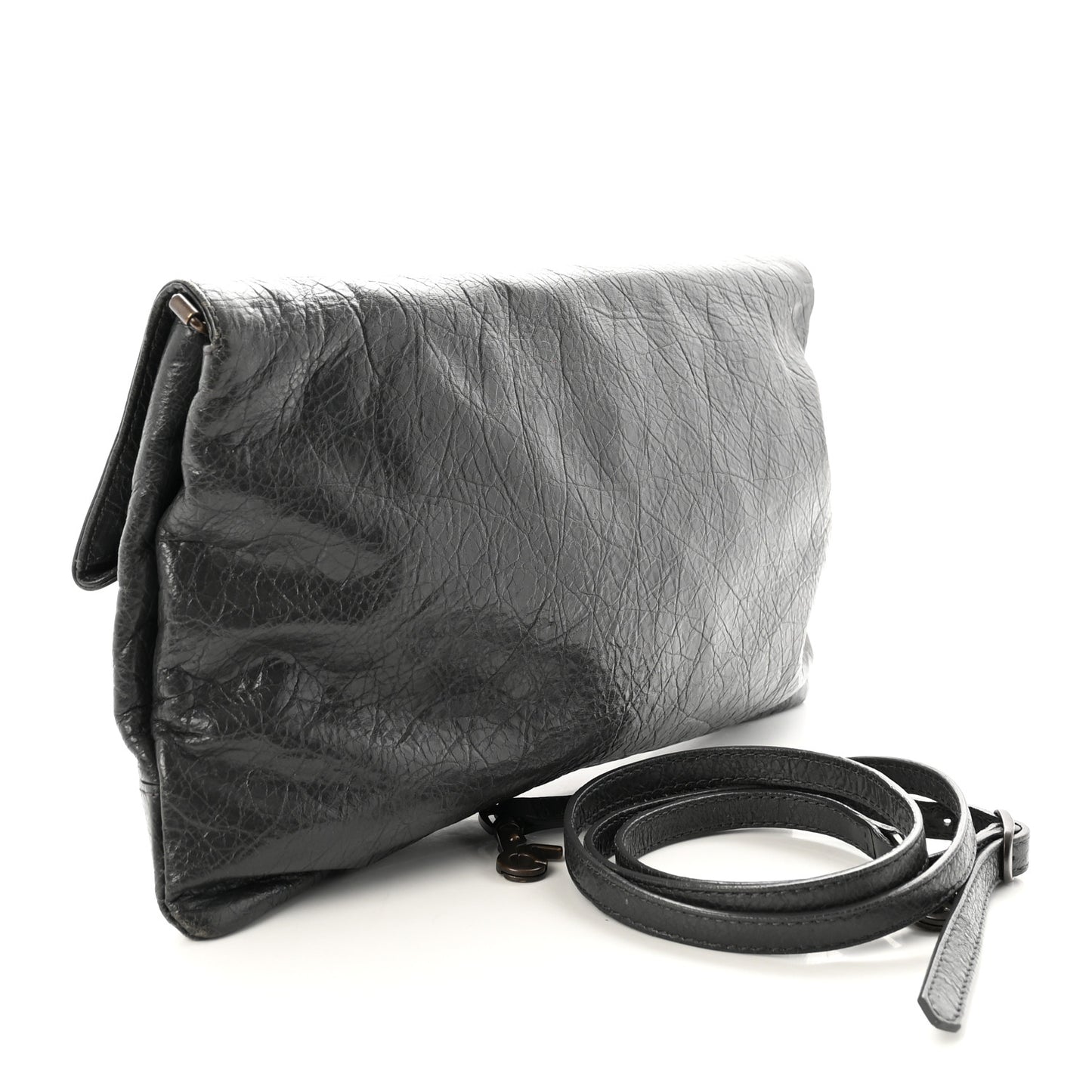 Agneau Classic Hardware Envelope Strap Clutch Gris Fossile