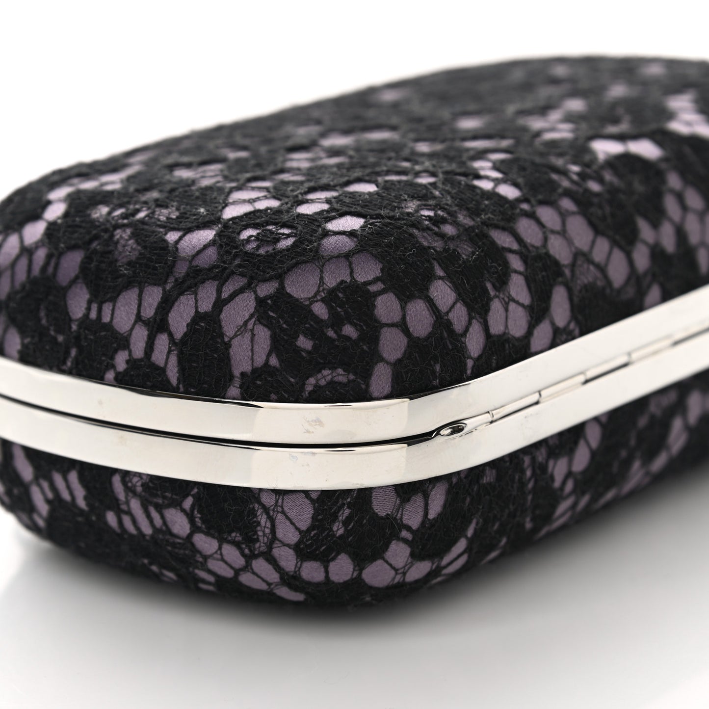 Lace Skull Box Clutch Black
