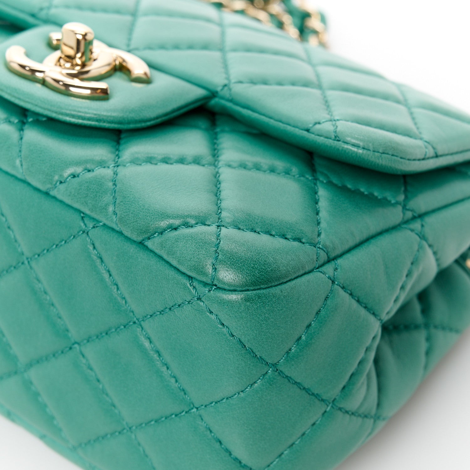 Chanel Lambskin Quilted Mini Square Flap Green 12 of 13