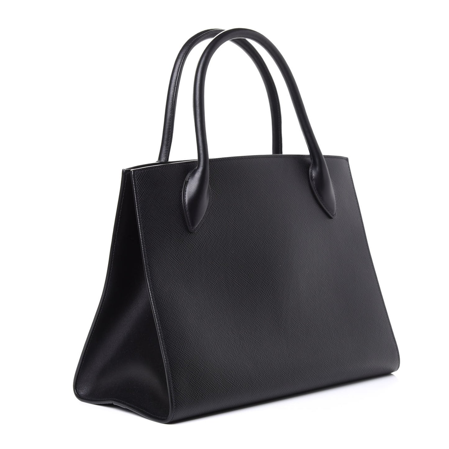 Saffiano Cuir Calfskin Medium Monochrome Top Handle Tote Black