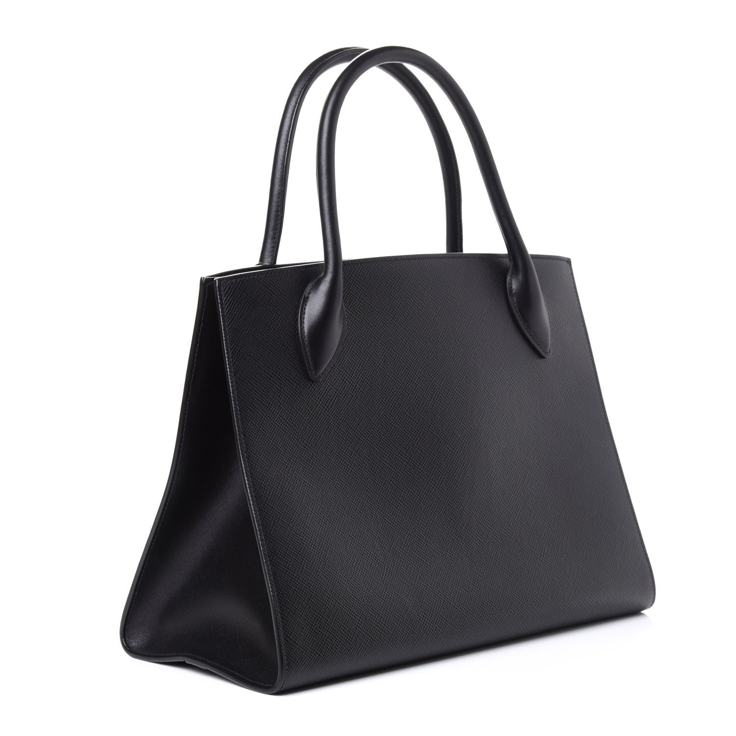 Prada Saffiano Cuir Calfskin Medium Monochrome Top Handle Tote Black 2 of 4