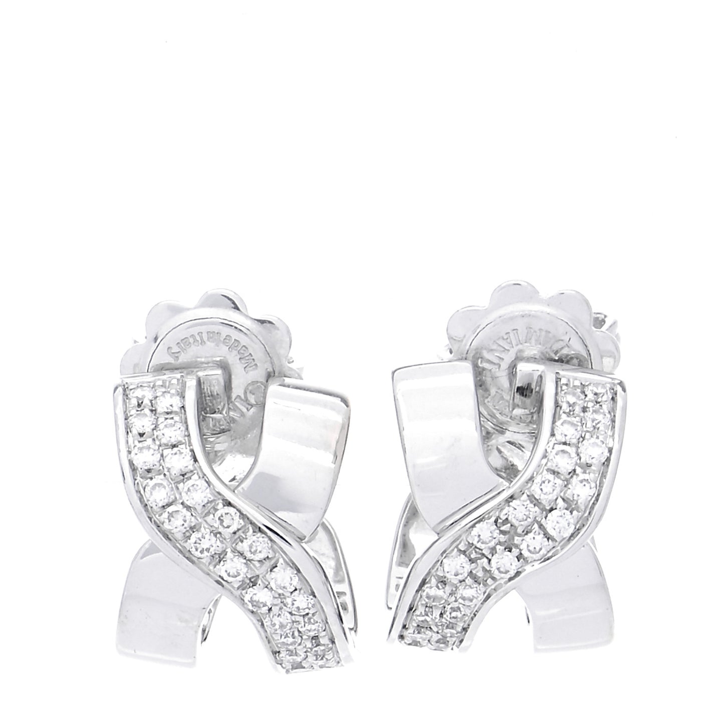 18K White Gold Diamond Baci Earrings