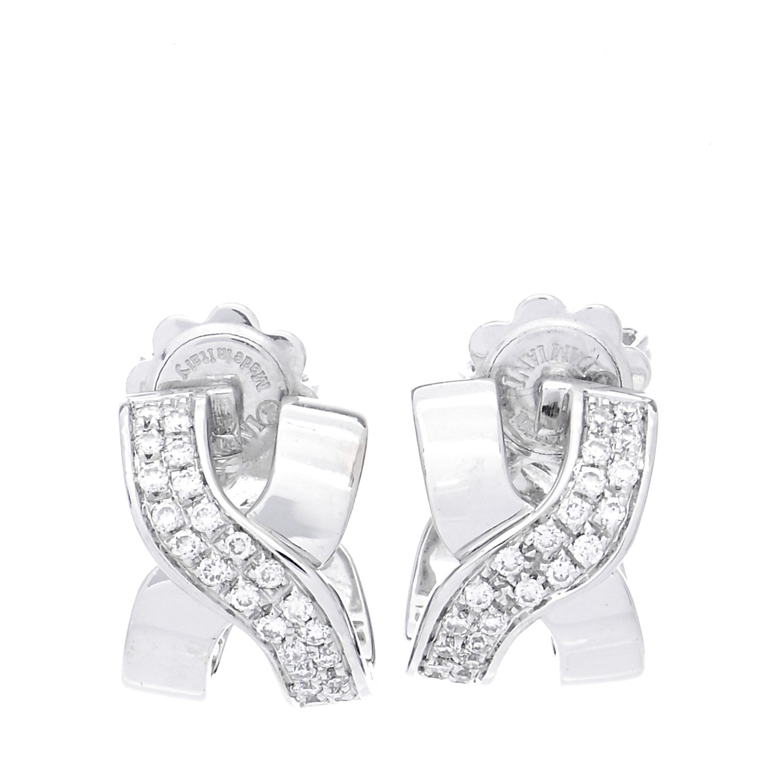 Damiani 18K White Gold Diamond Baci Earrings 1 of 7