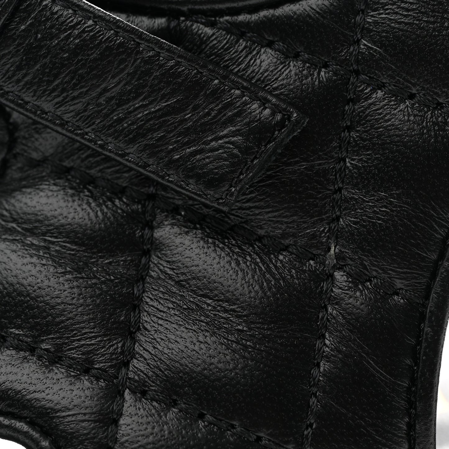 Lambskin Quilted Peep Toe Wedge Sandals 36.5 Black