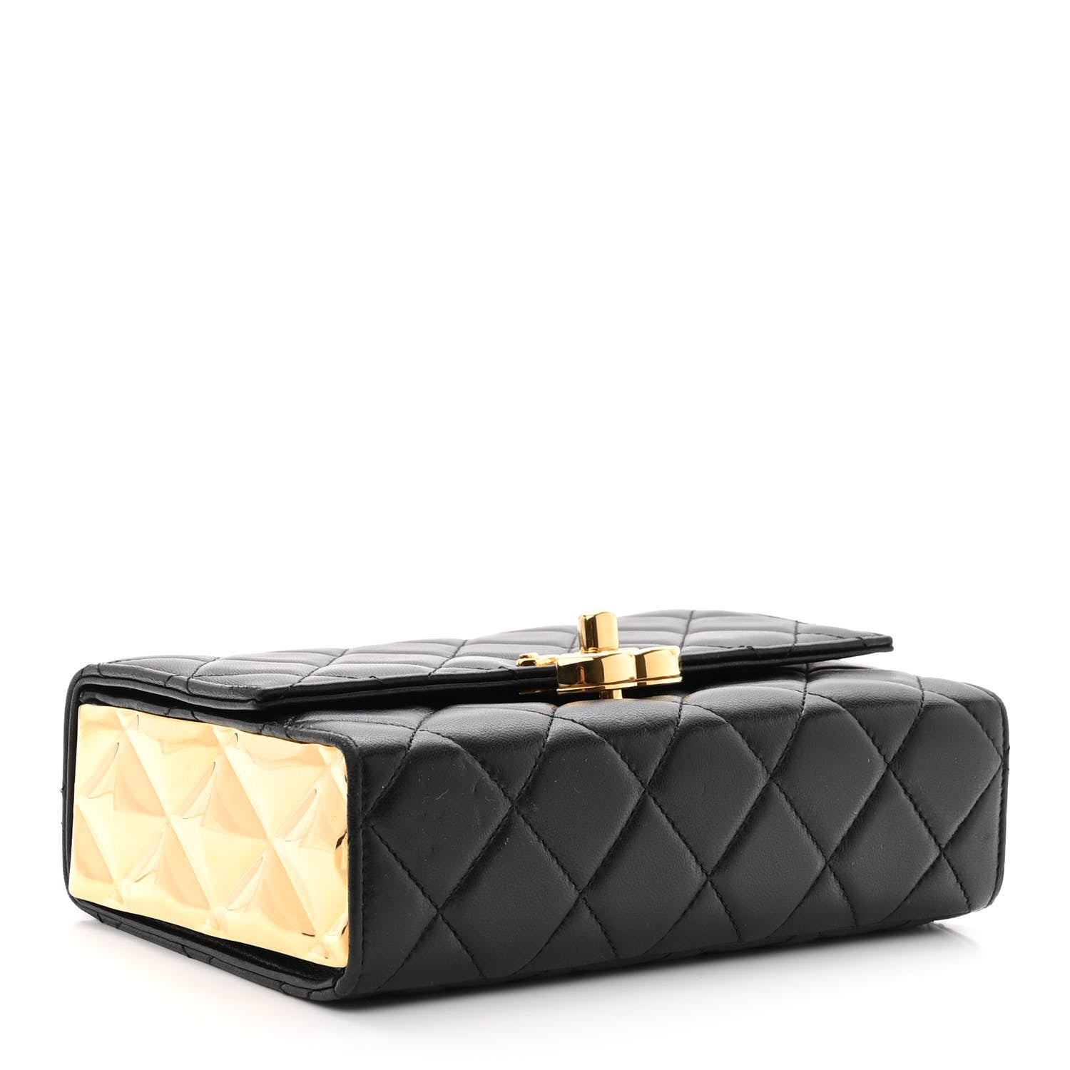 Chanel Lambskin Quilted Mini Golden Plate Flap Black 4 of 11