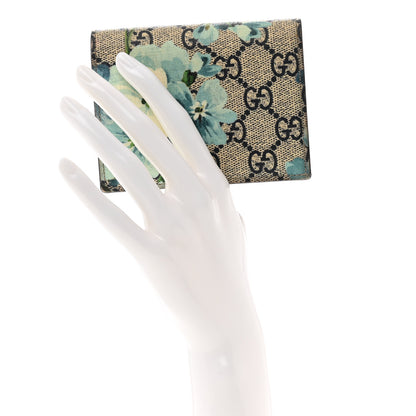 Gucci GG Supreme Monogram Blooms Card Case Beige Blue Navy Hibiscus Red 2 of 8