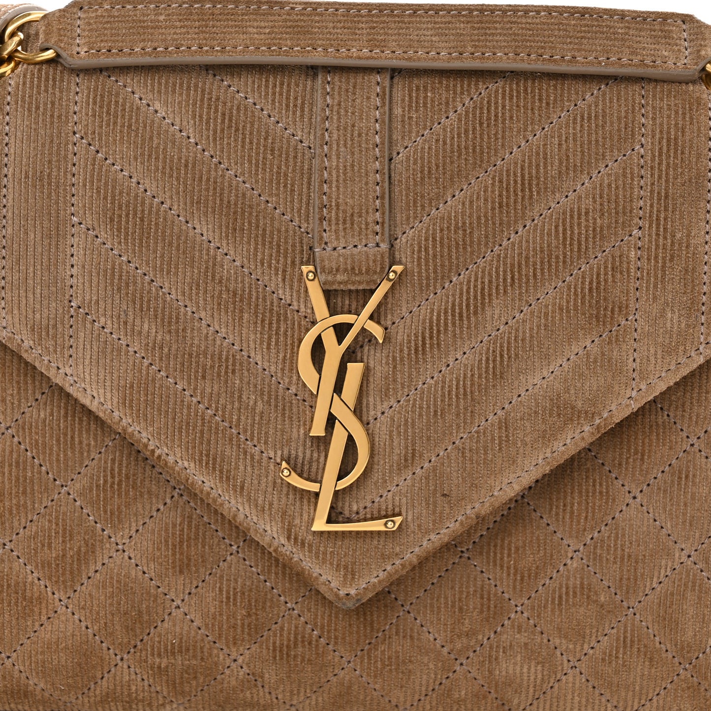 Canvas Calfskin Mixed Matelasse Triquilt Medium Monogram Satchel Beige
