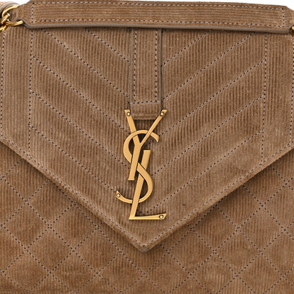 Saint Laurent Canvas Calfskin Mixed Matelasse Triquilt Medium Monogram Satchel Beige 7 of 11