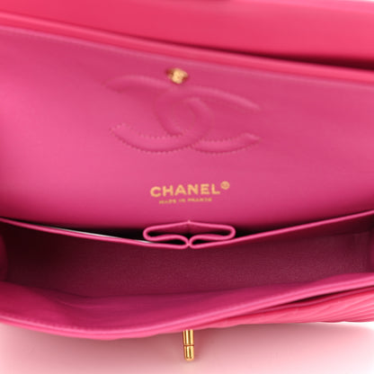 Chanel Lambskin Chevron Quilted Medium Double Flap Pink 5 of 12