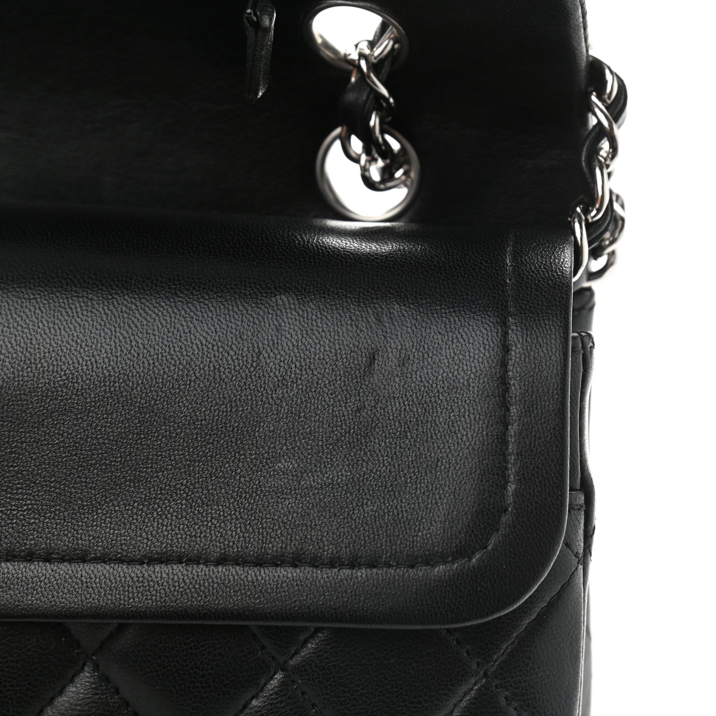 Lambskin Quilted Medium Double Flap Black