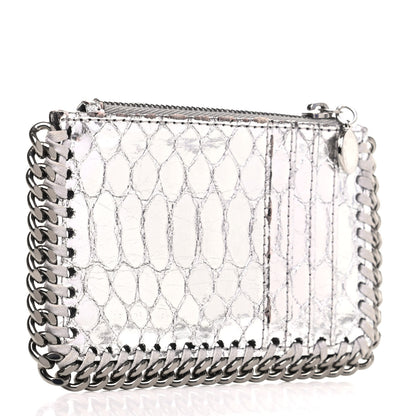 Stella McCartney Crocodile Embossed Falabella Zip Card Holder Silver 3 of 6