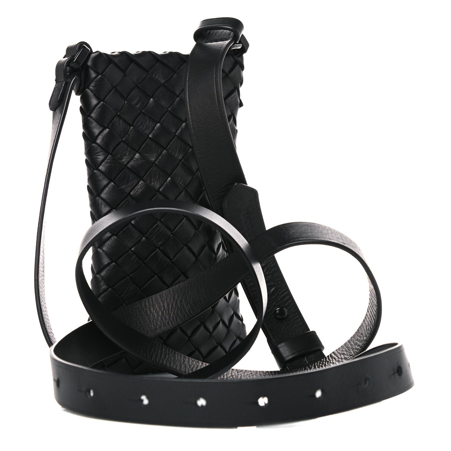 Nappa Intrecciato Crossbody Phone Holder Black