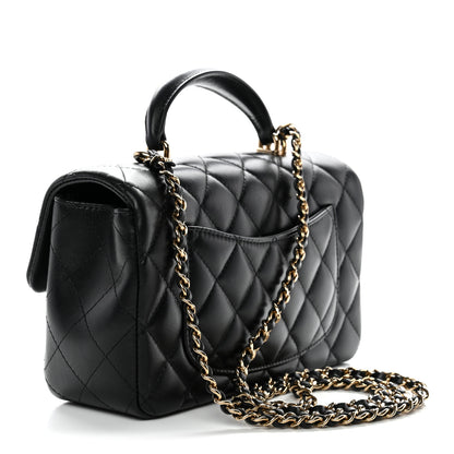 Chanel Lambskin Quilted Mini Top Handle Rectangular Flap Black 3 of 11