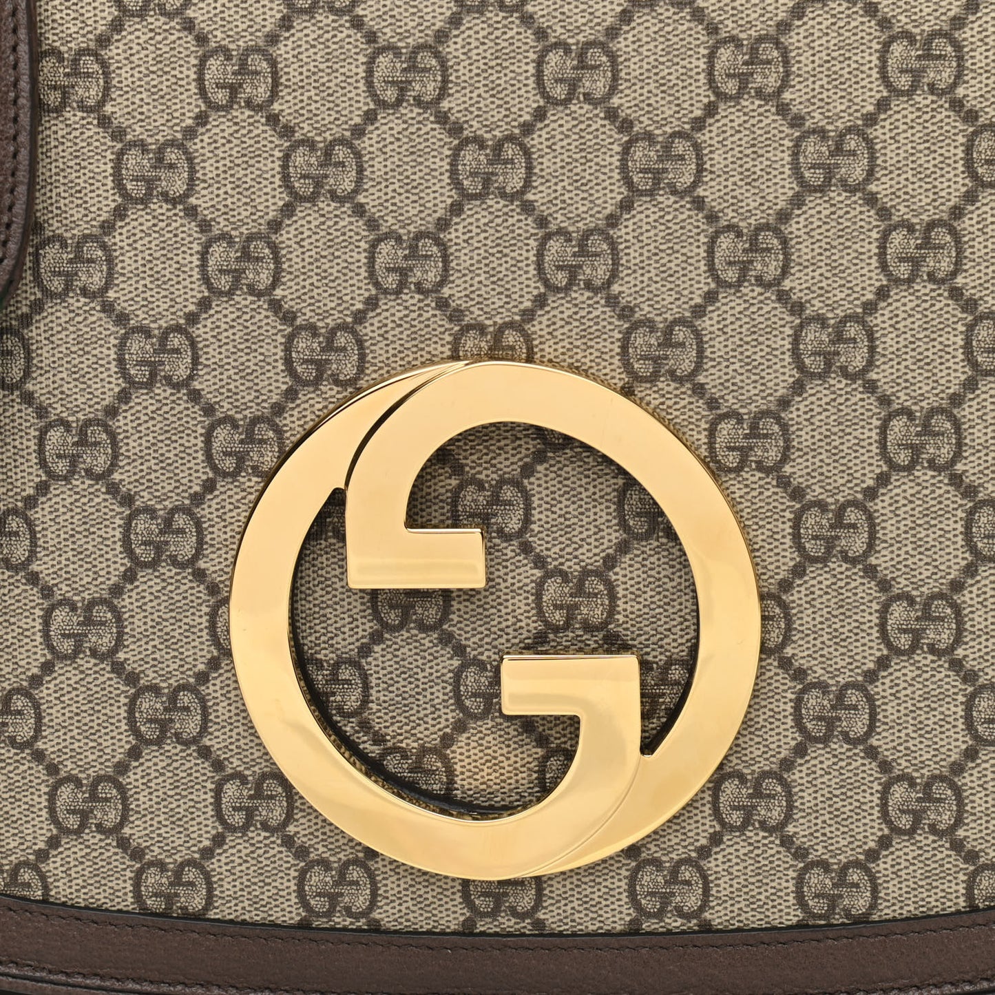 GG Supreme Monogram Textured Dollar Calfskin Web Medium Blondie Shoulder Flap Bag Beige Ebony New Acero