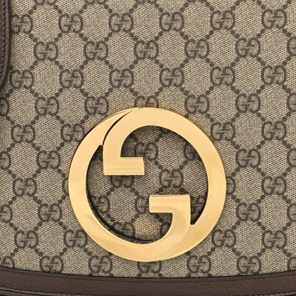 Gucci GG Supreme Monogram Textured Dollar Calfskin Web Medium Blondie Shoulder Flap Bag Beige Ebony New Acero 9 of 11