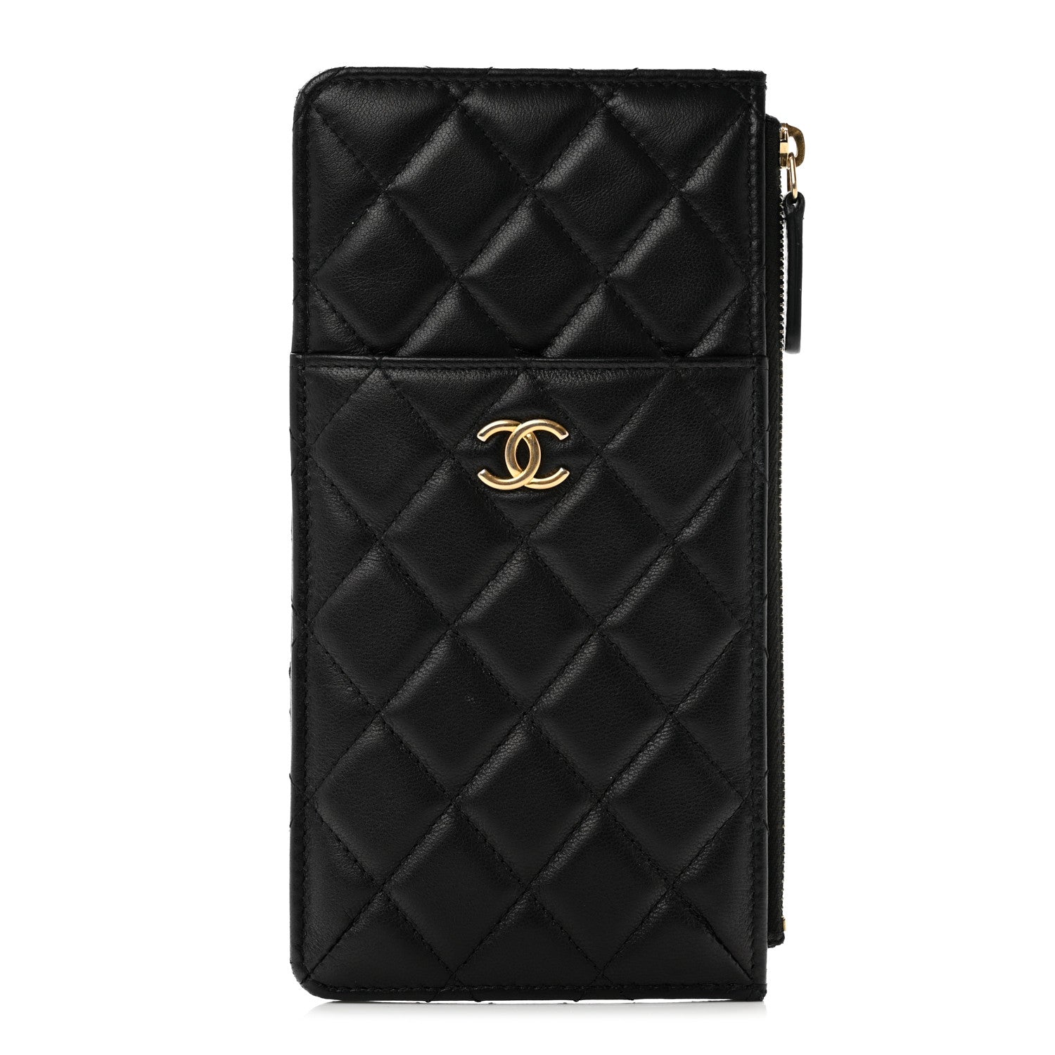 Chanel Lambskin Quilted Egyptian Amulet Classic Flat Wallet Pouch Black 1 of 7