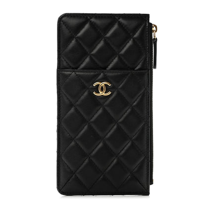 Chanel Lambskin Quilted Egyptian Amulet Classic Flat Wallet Pouch Black 1 of 7
