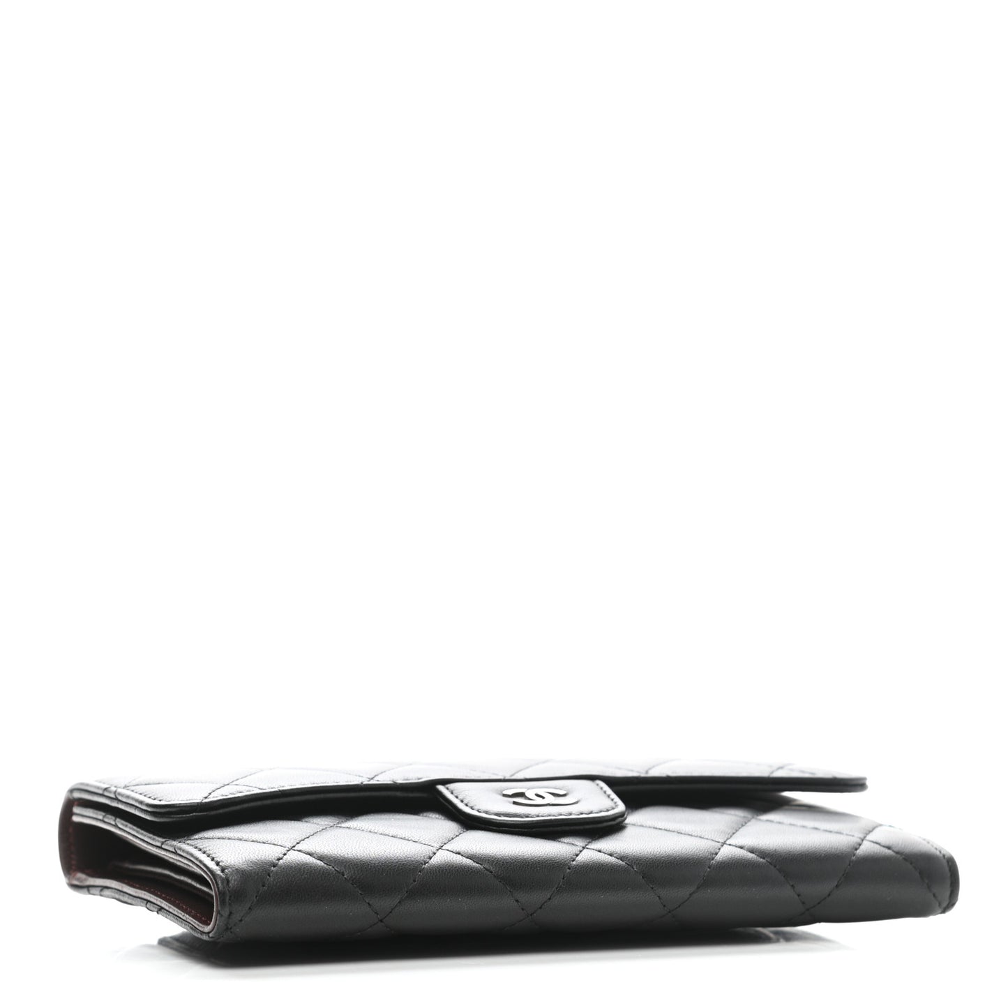 Lambskin Quilted Large Flap Wallet Black