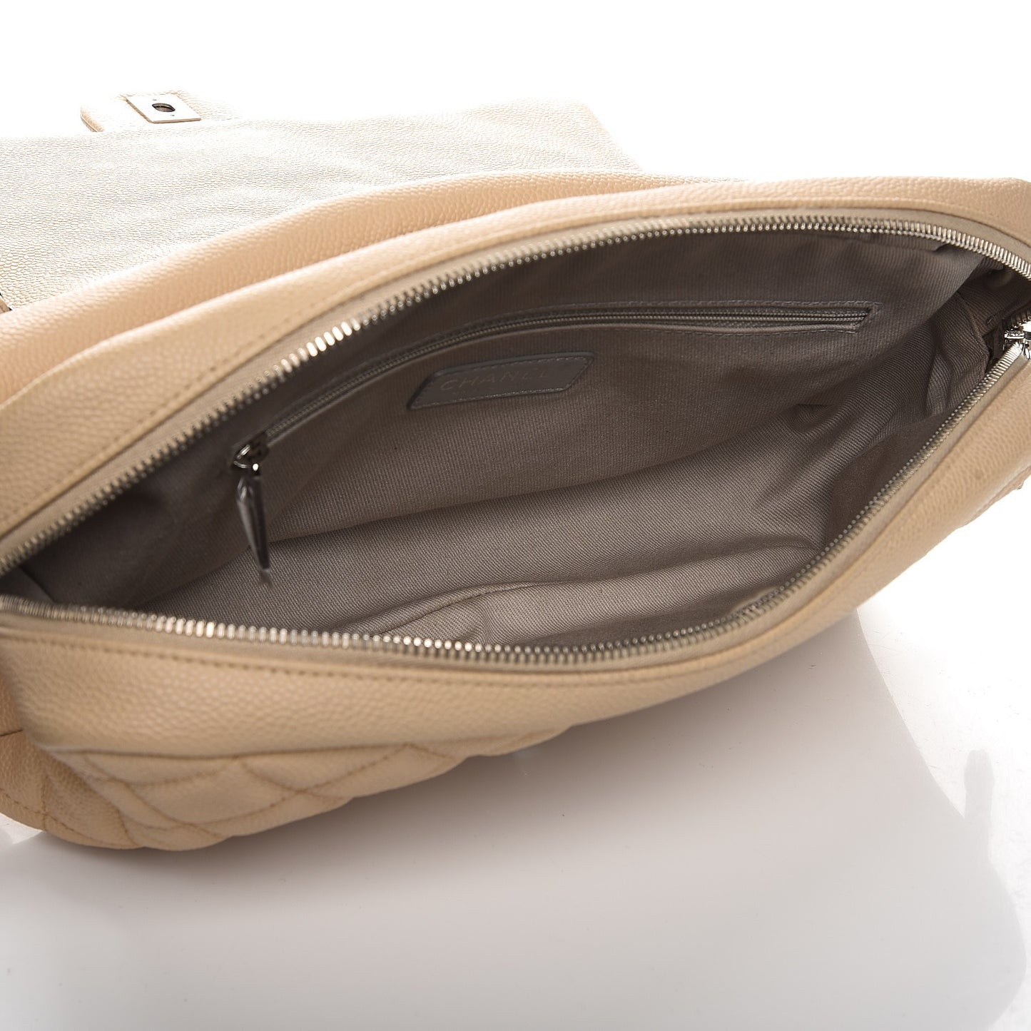 Caviar Quilted Jumbo Easy Flap Beige