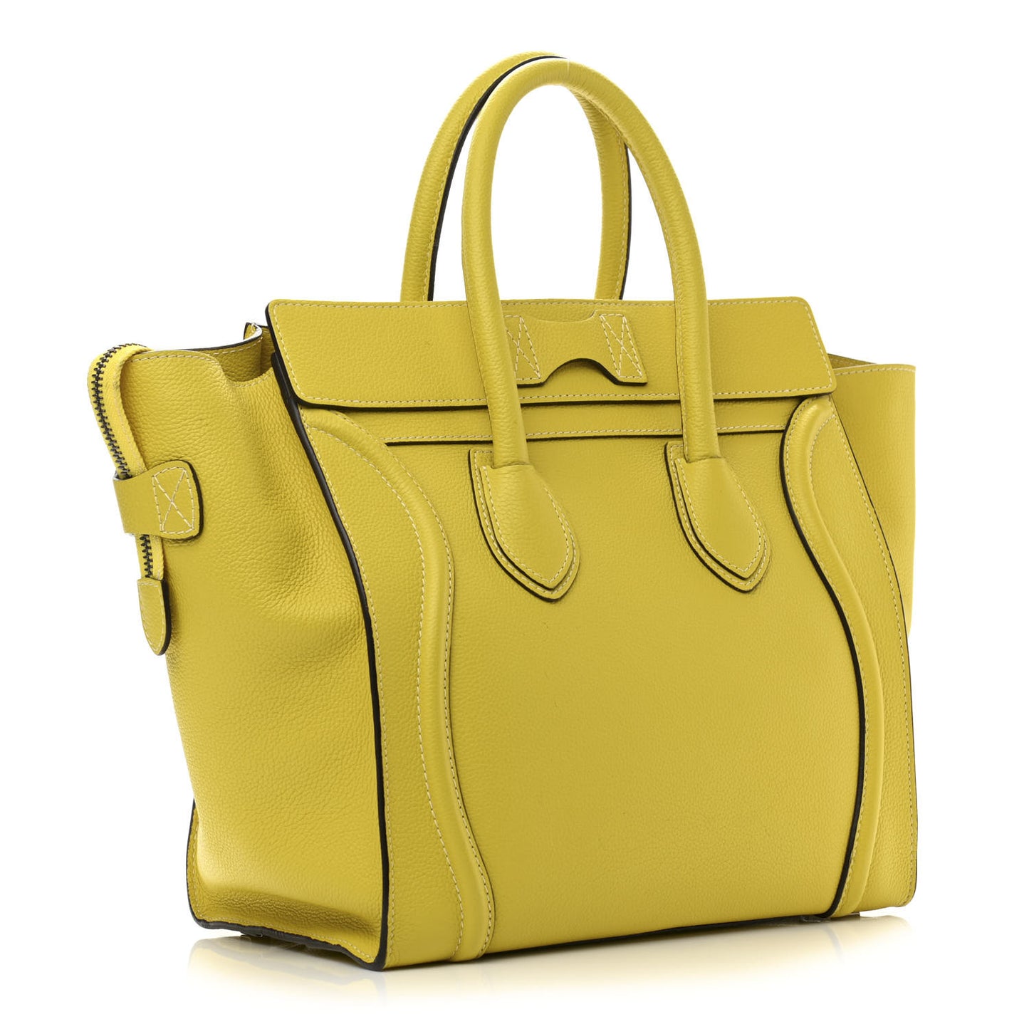 Drummed Calfskin Mini Luggage Citron