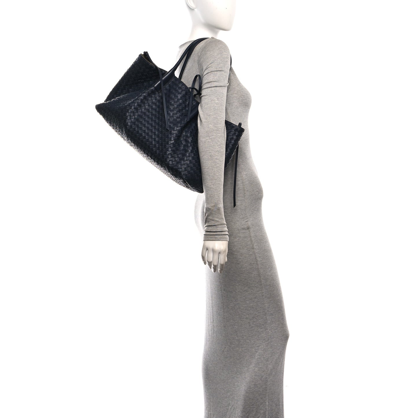 Calfskin Intrecciato Large Pinacoteca Reversible Tote Midnight Basalt Nocturnal Mud
