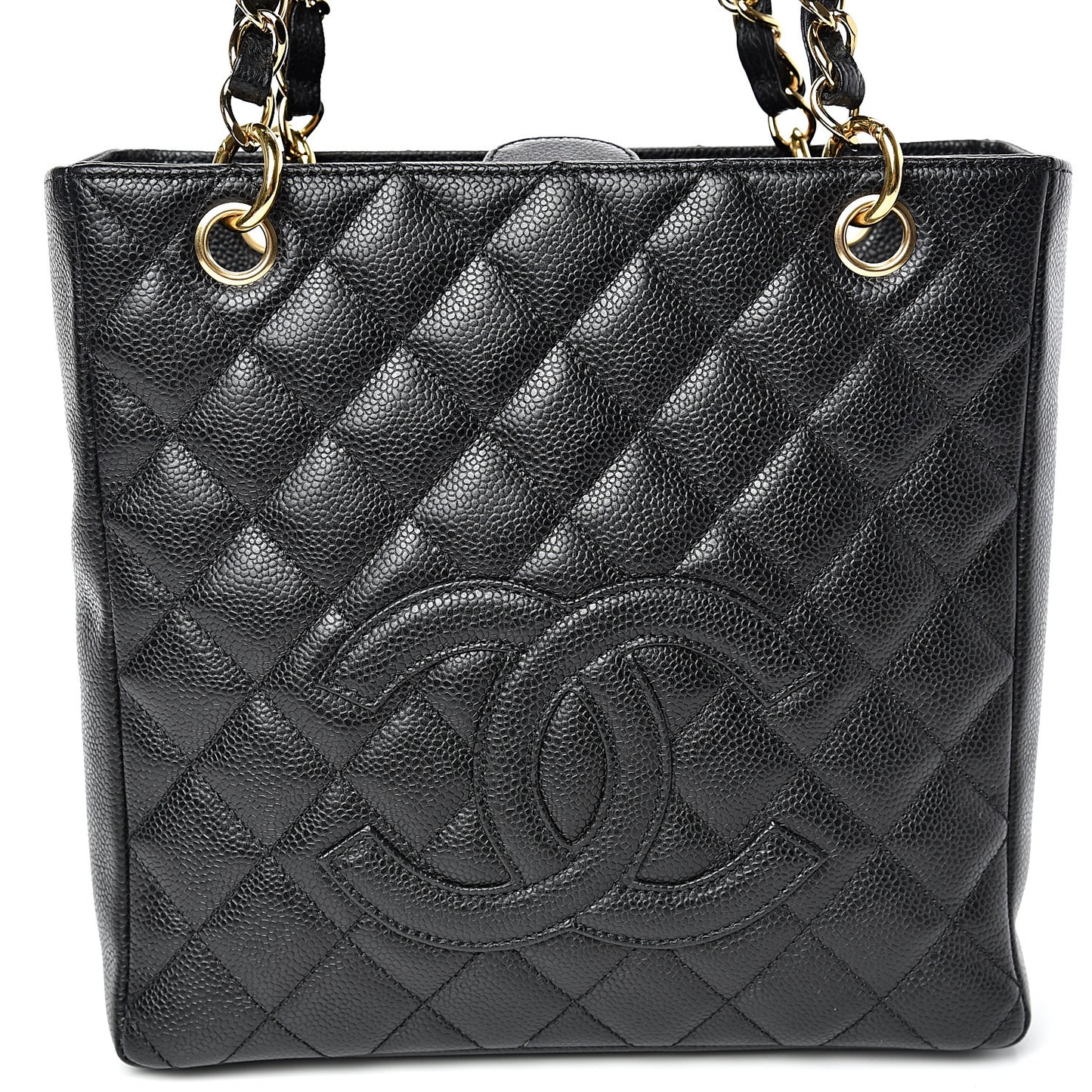 Caviar Quilted Petit Shopping Tote PST Black