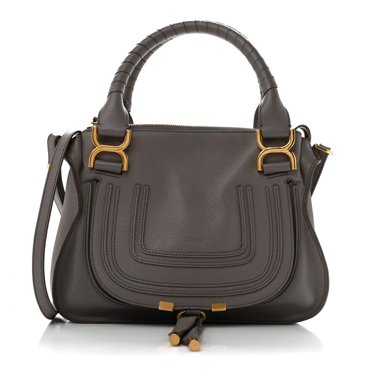 Calfskin Small Marcie Satchel Cashmere Grey