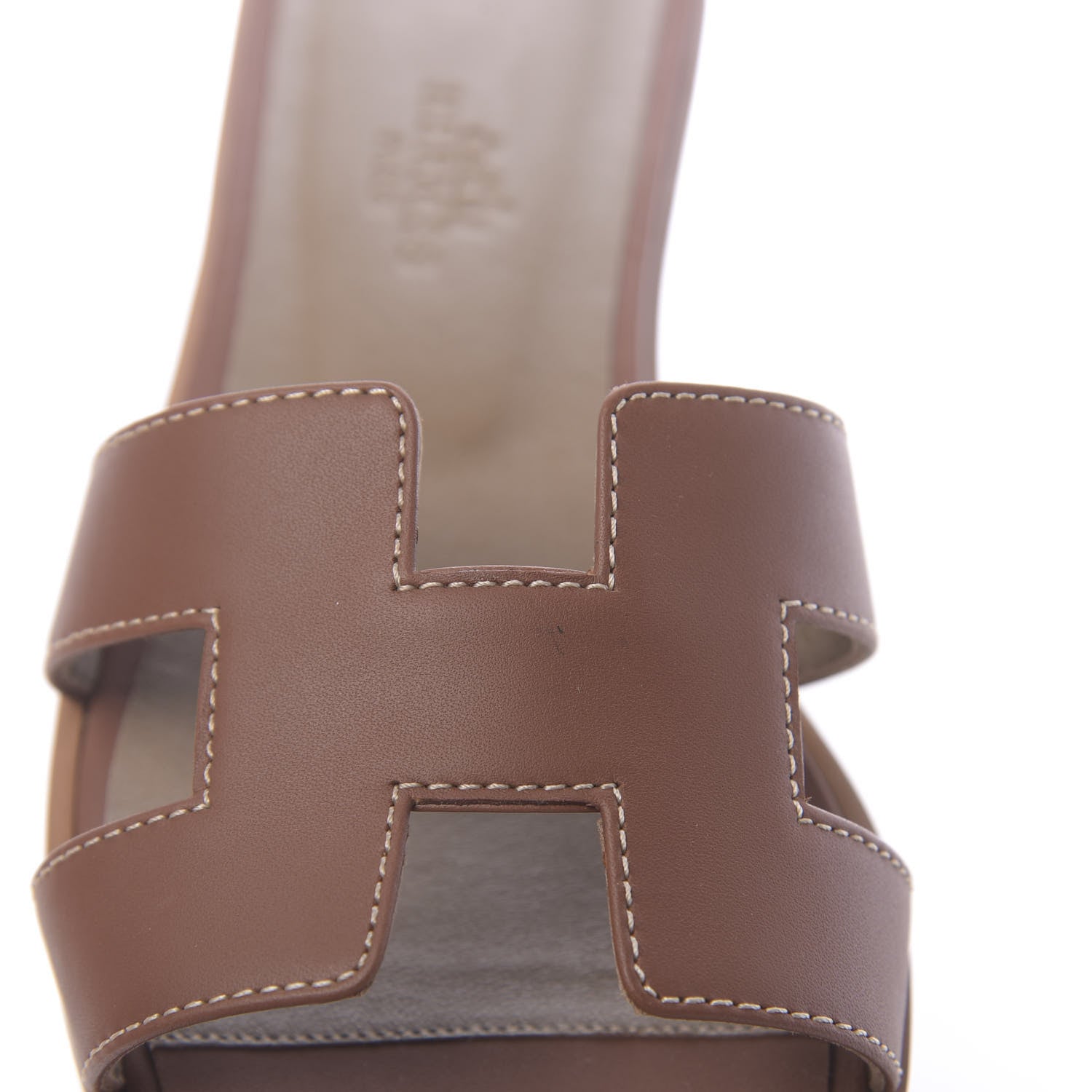 Hermes Box Calfskin Oran Sandals 36.5 Gold 10 of 11