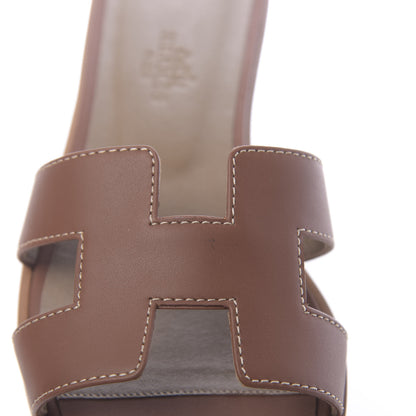 Hermes Box Calfskin Oran Sandals 36.5 Gold 10 of 11
