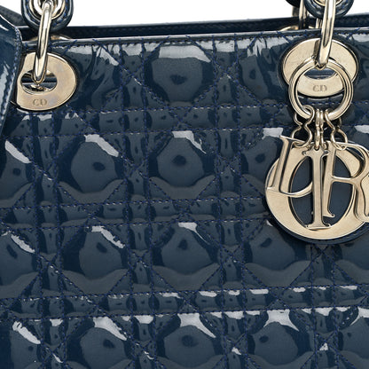 Christian Dior Patent Cannage Medium Lady Dior Blue 6 of 9