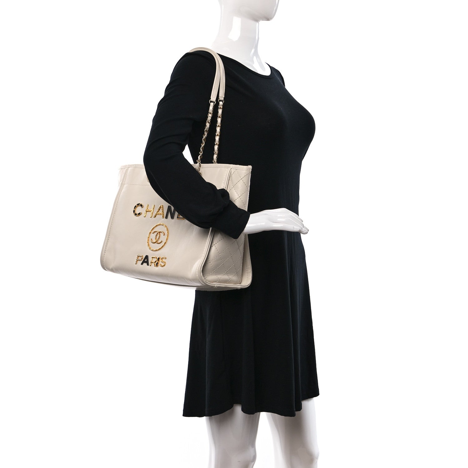 Chanel Aged Calfskin Small Charms Deauville Tote White 2 of 15