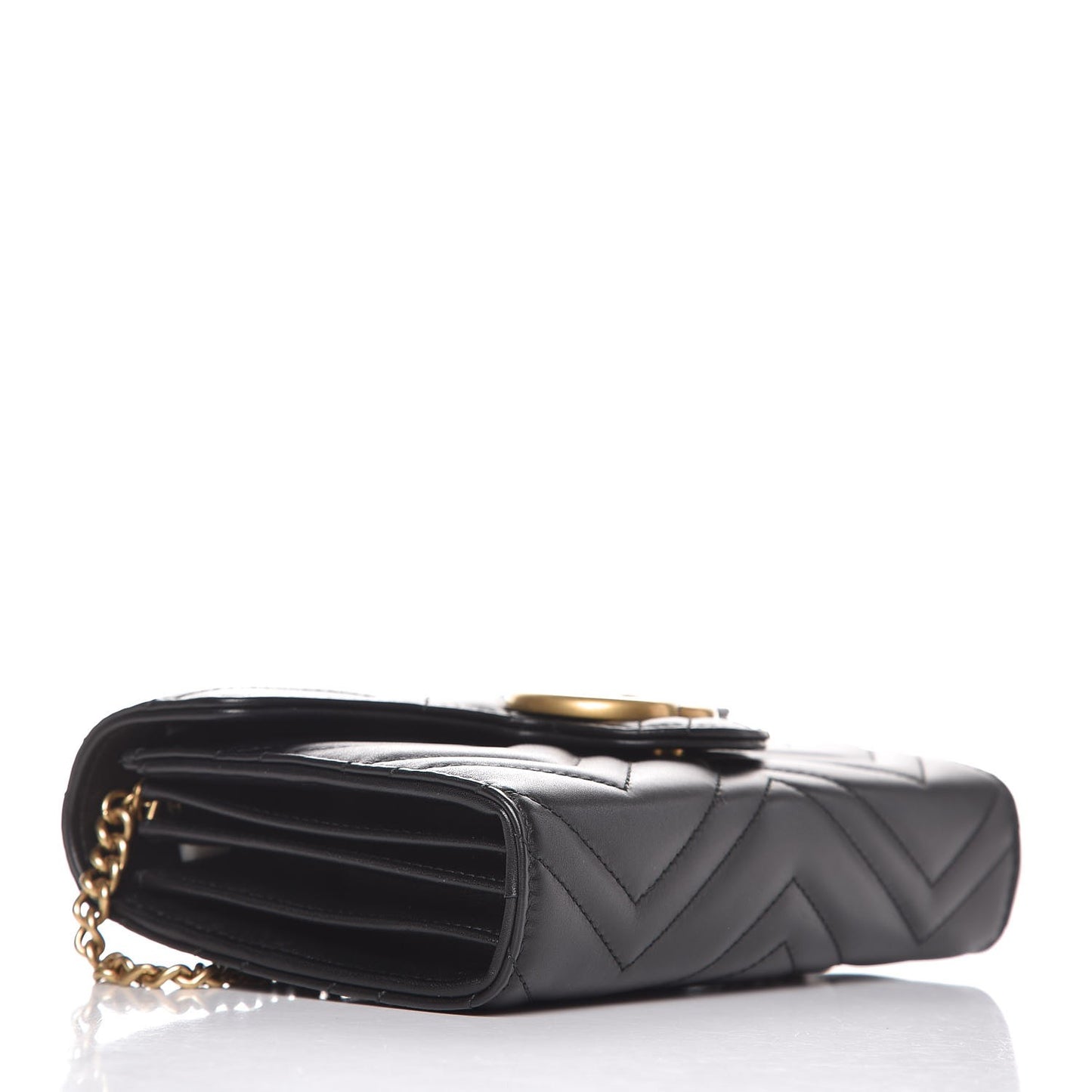 Calfskin Matelasse GG Marmont Chain Wallet Black