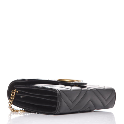 Gucci Calfskin Matelasse GG Marmont Chain Wallet Black 4 of 11