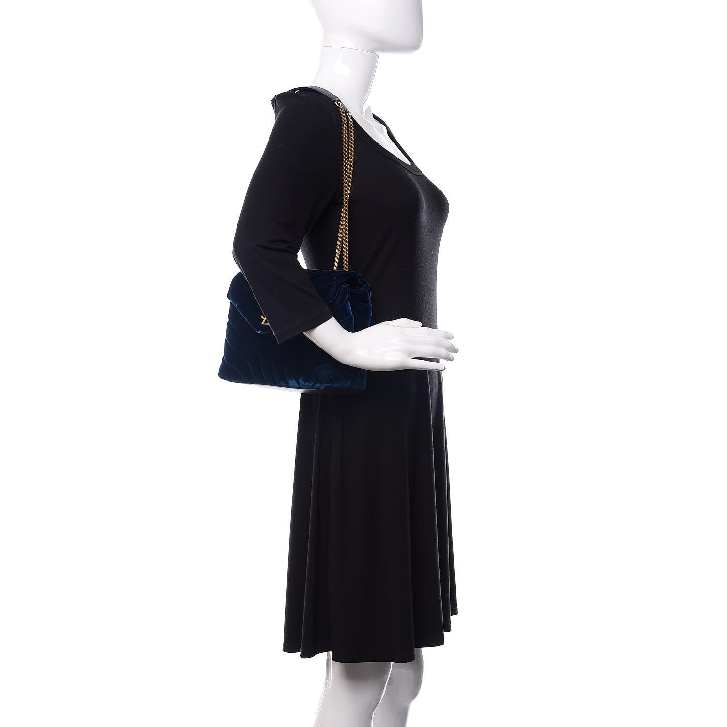 Saint Laurent Velvet Y Quilted Monogram Small Loulou Chain Satchel Medium Blue 2 of 11