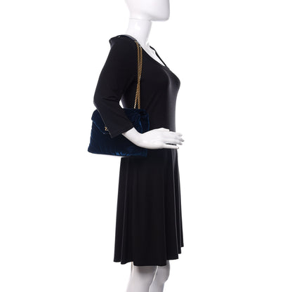 Saint Laurent Velvet Y Quilted Monogram Small Loulou Chain Satchel Medium Blue 2 of 11