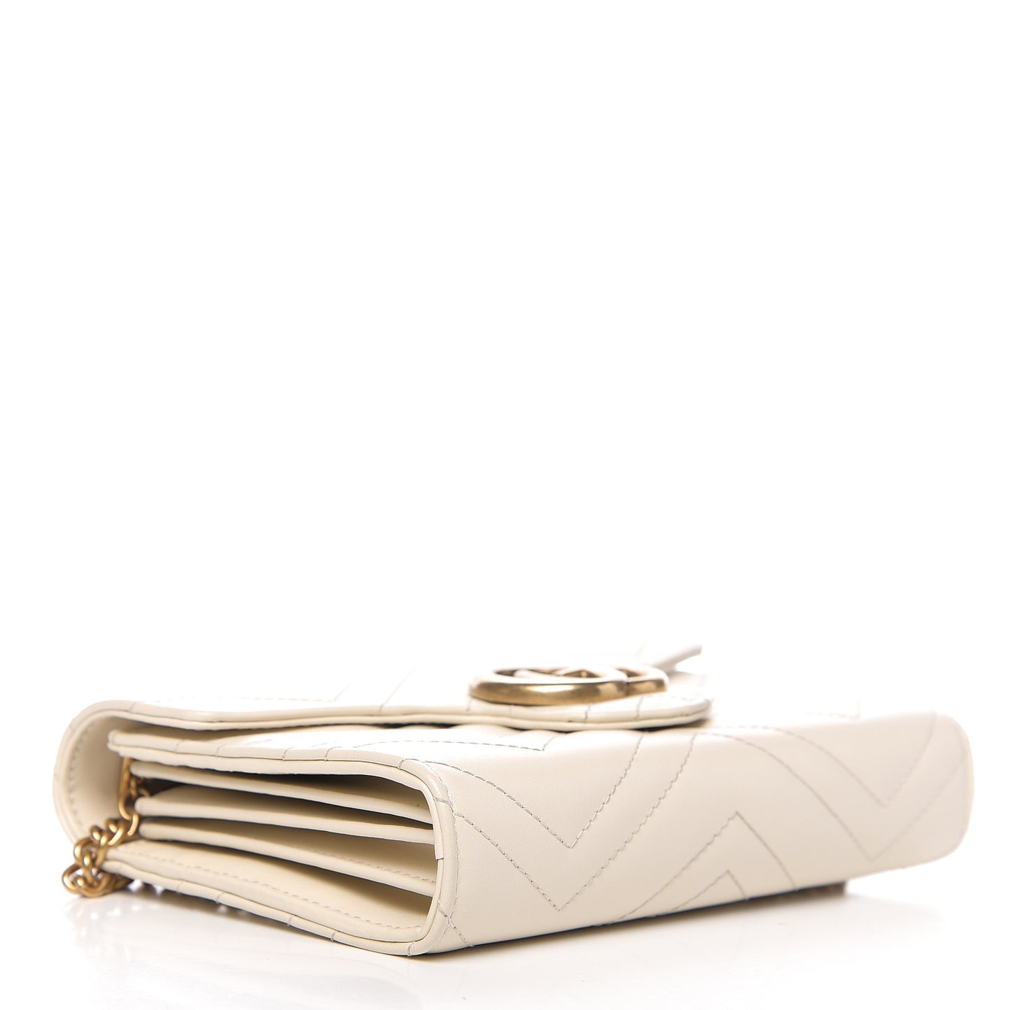 Calfskin Matelasse GG Marmont Chain Wallet Mystic White