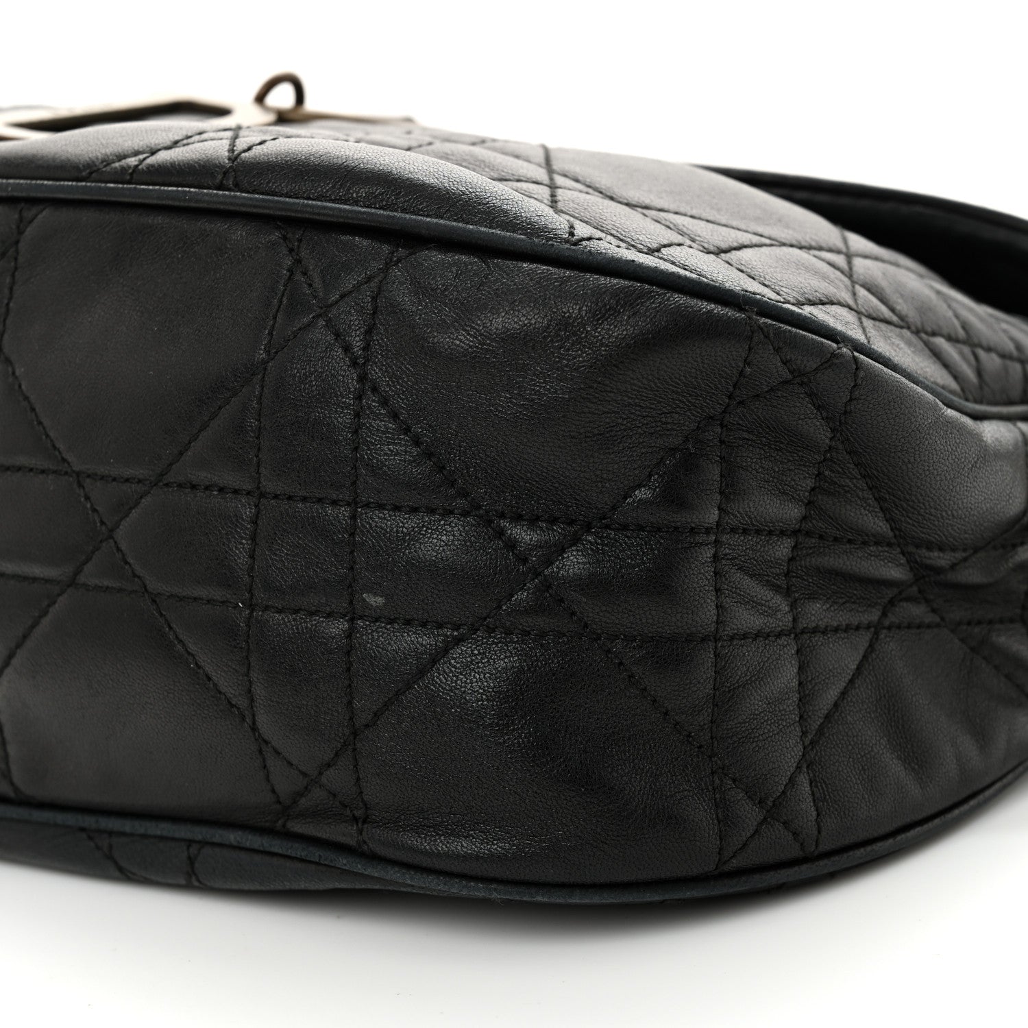 Christian Dior Lambskin Cannage Flap Messenger Bag Black 10 of 15