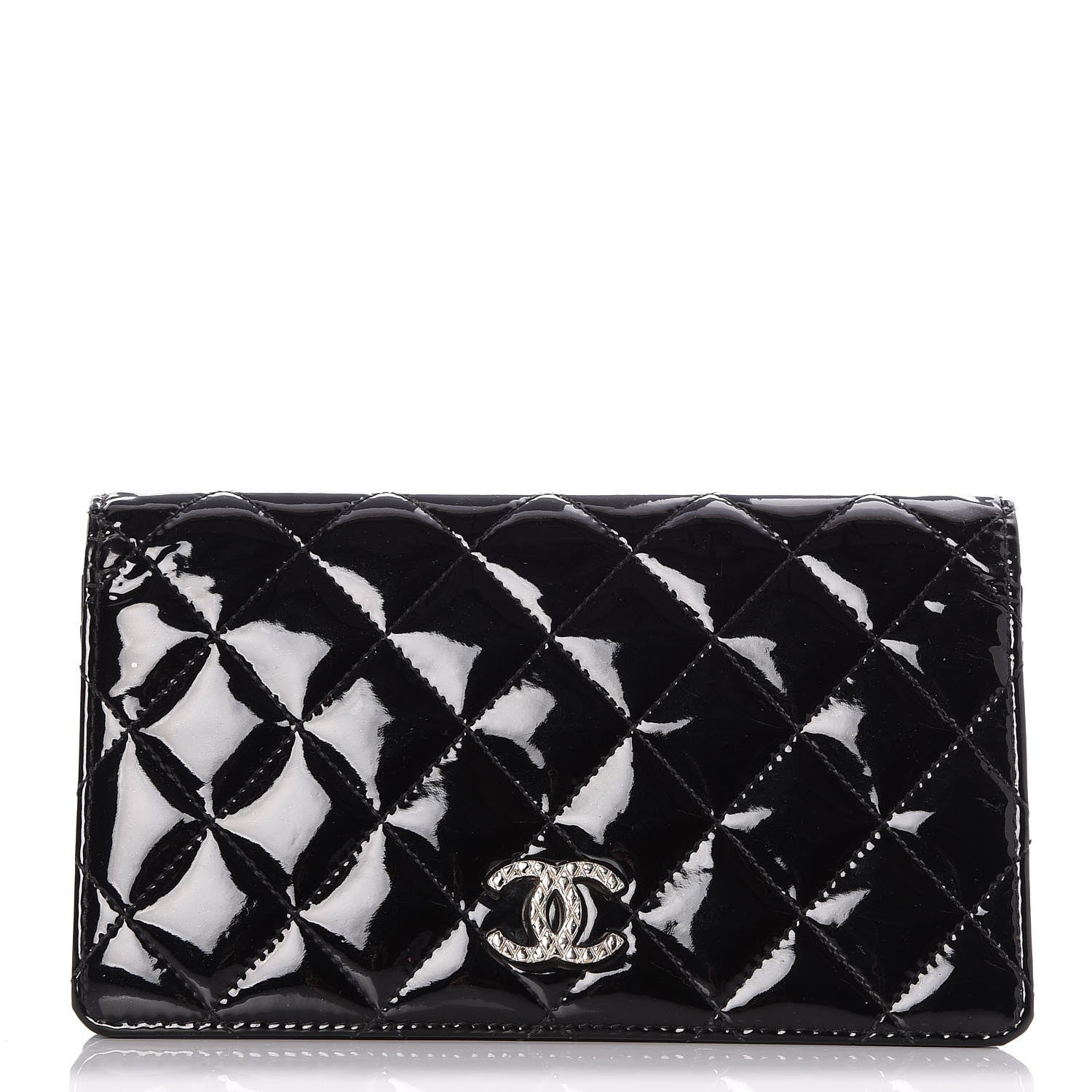 Chanel Patent Quilted Brilliant Yen Wallet Black 1 of 8