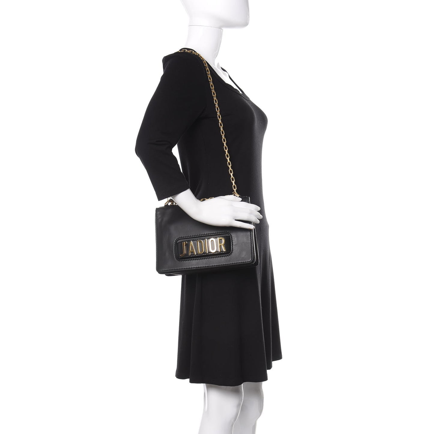 Calfskin J'Adior Chain Flap Bag Black