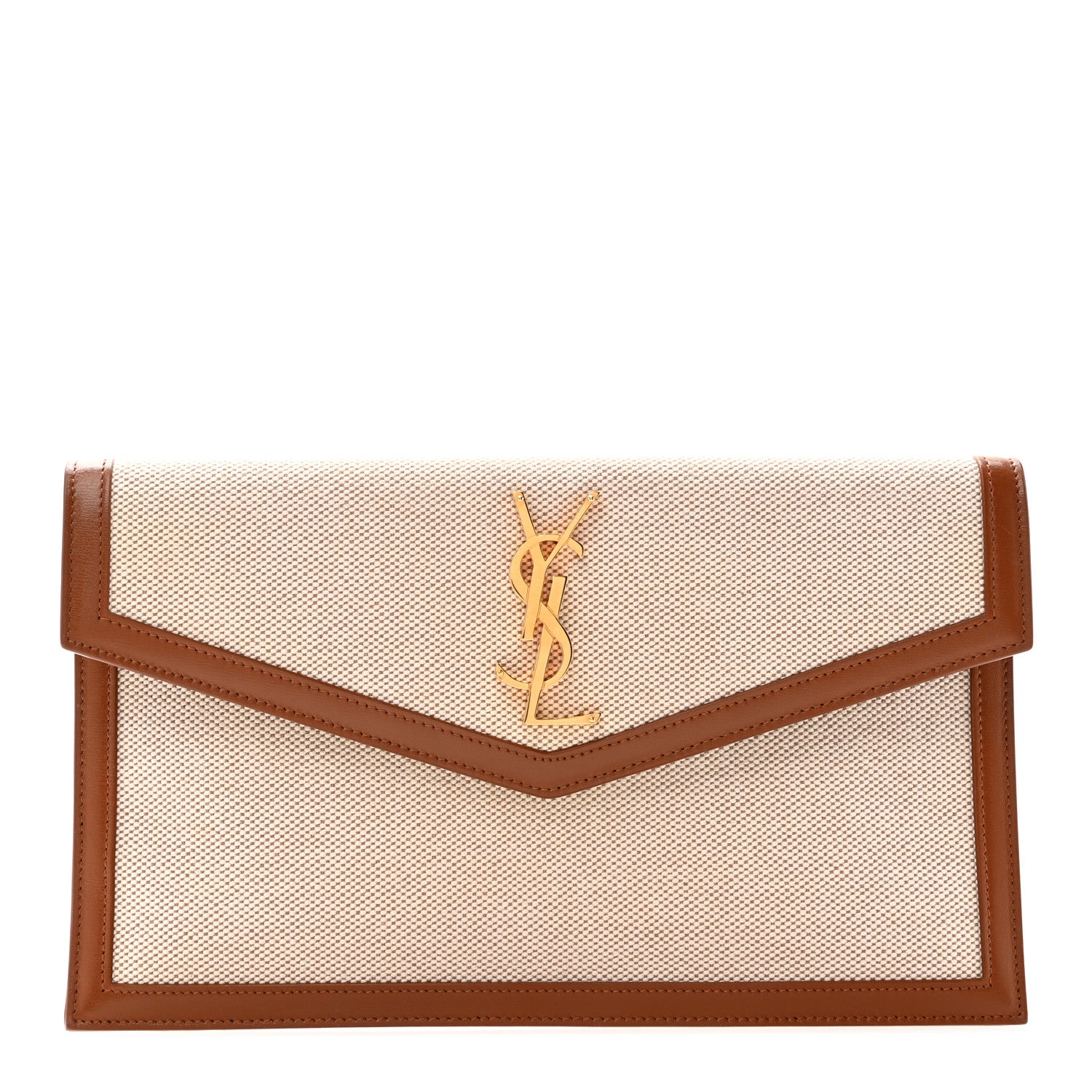 Saint Laurent Canvas Uptown Pouch Natural Beige Brick 1 of 8