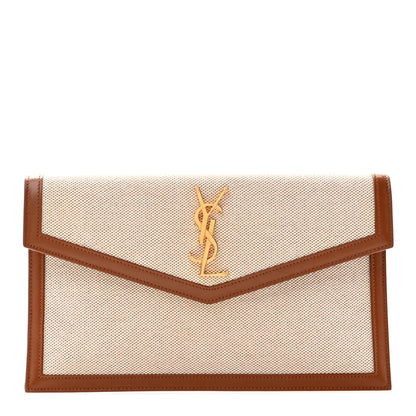 Saint Laurent Canvas Uptown Pouch Natural Beige Brick 1 of 8