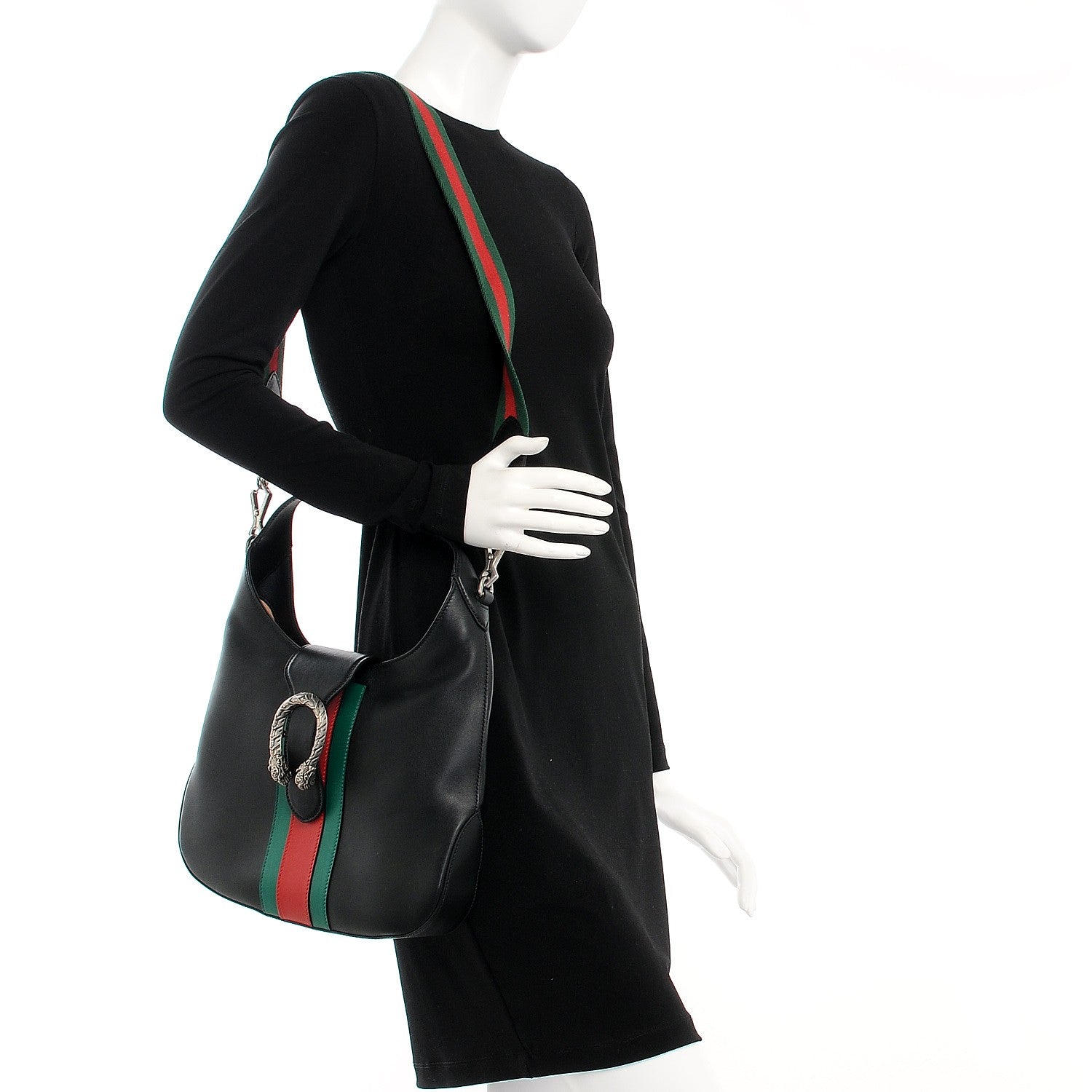 Gucci Calfskin Web Stripe Small Dionysus Hobo Black 2 of 8