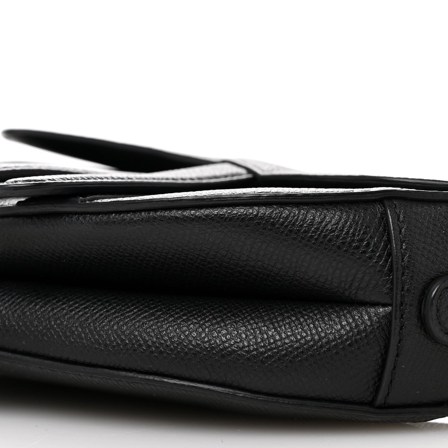 Grained Calfskin Mini Saddle Bag Black