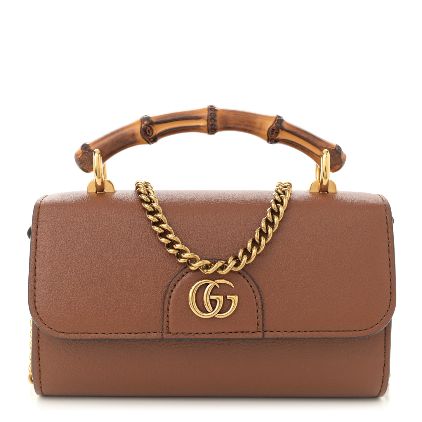 Wonka Grain Calfskin Mini Diana Bamboo Top Handle Shoulder Bag Cuir