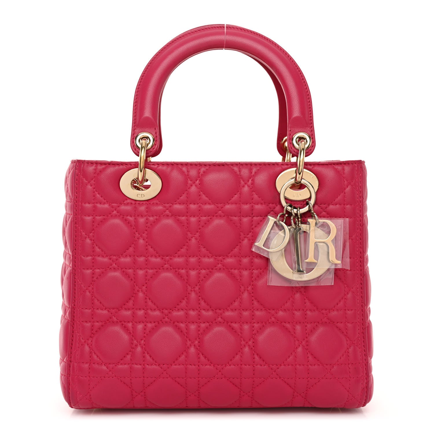 Christian Dior CHRISTIAN DIOR Lambskin Cannage Medium Lady Dior Fuchsia 1 of 10